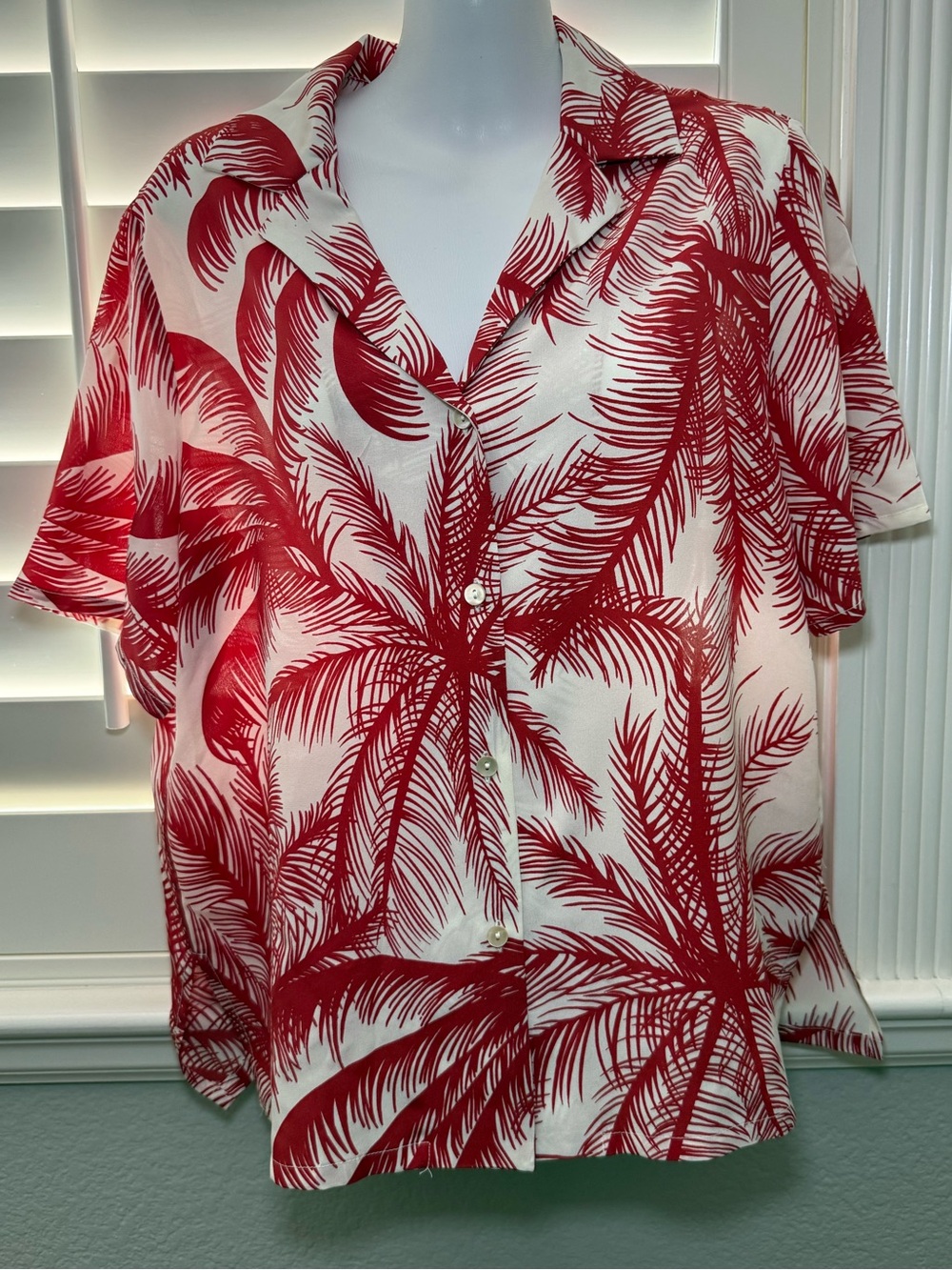Gorgeous P.A.R.O.S.H Red Palm Leaves 100% Silk Top Size Small Made In Italy